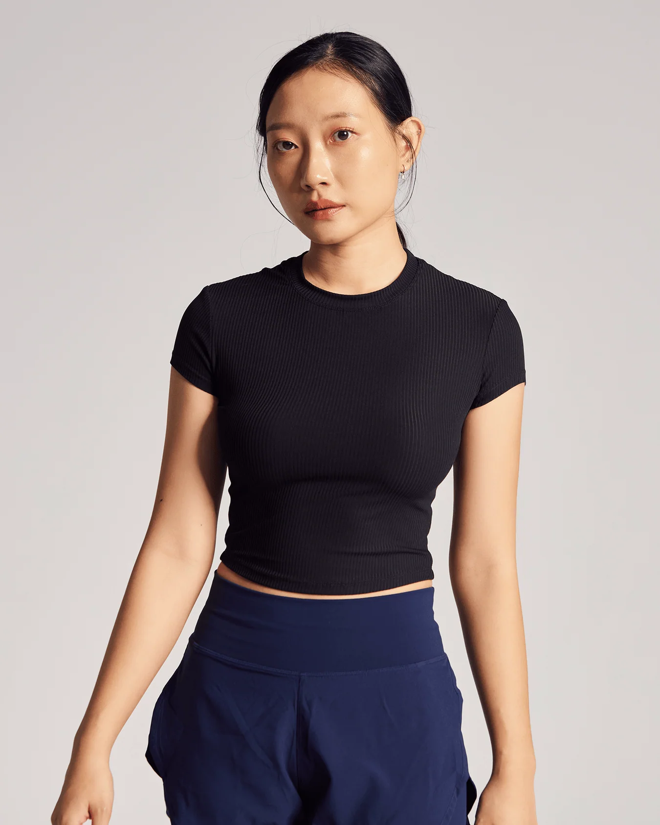 Baby Tee (Rib) in Black Sesame - Image 2