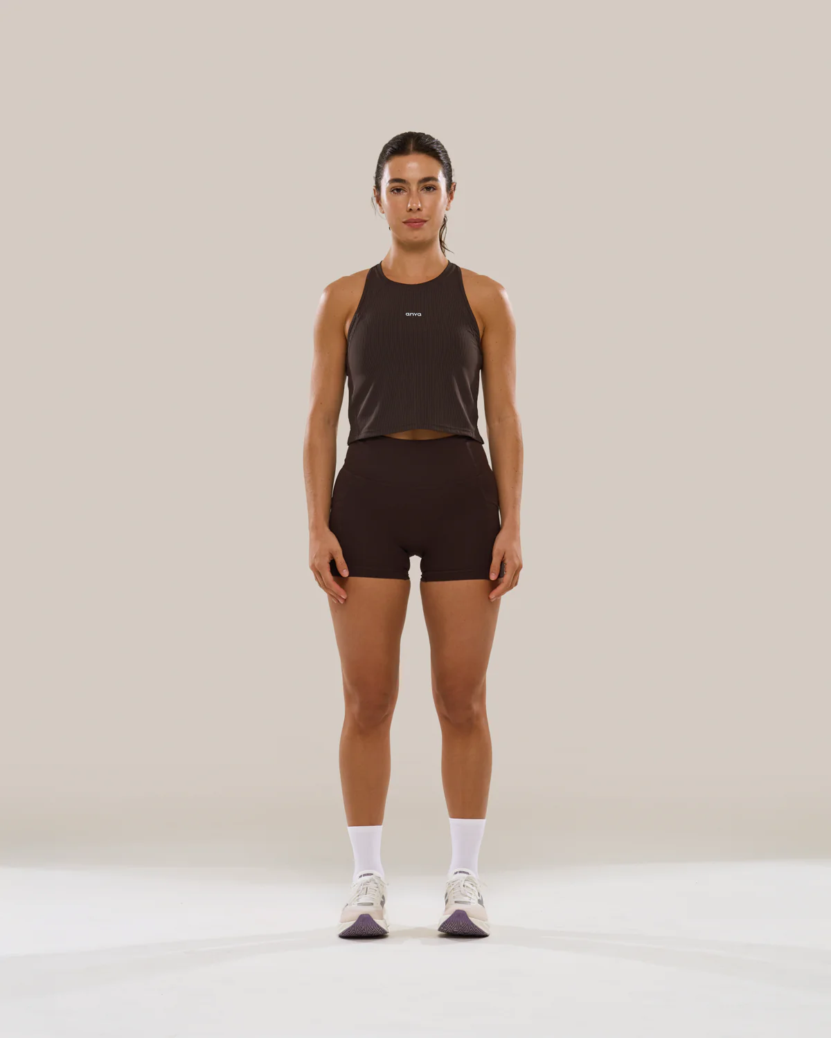 Bib Crop Tank in Ganache