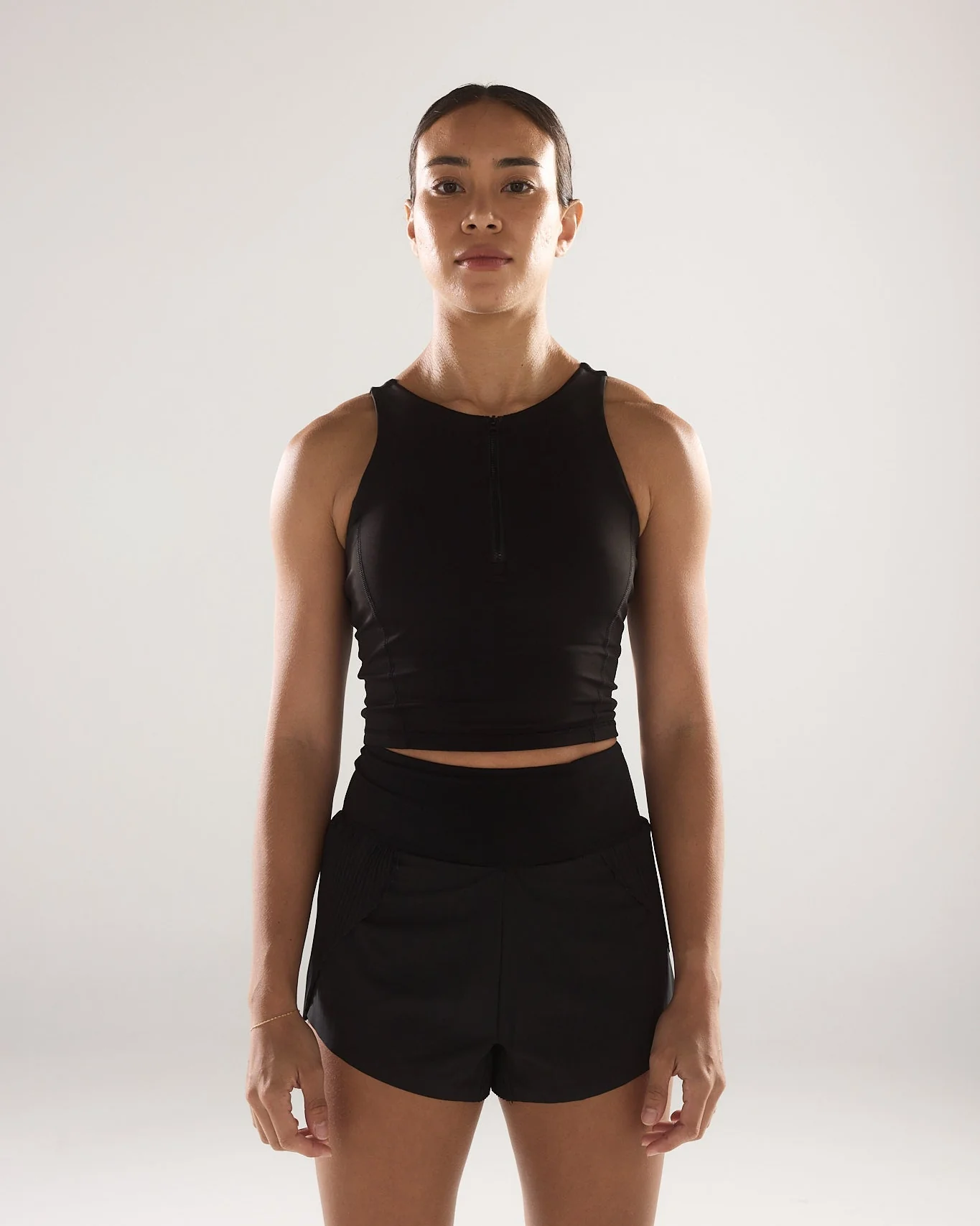 Race Day High Neck Crop in Black Sesame - Image 2